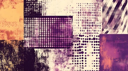 Leinwandbilder - Vibrant Abstract Geometric Mosaic Pattern with Blurred Dots and Pixels