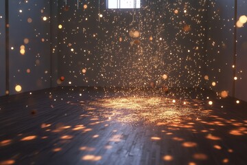Wall Mural - a room with a lot of light shining on it and a lot of sparkles. the room is empty and the light is c