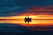 © kucret - Offshore oil rig sunset reflection; energy industry