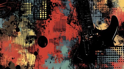 Leinwandbilder - Vibrant Abstract Grunge Texture with Chaotic Splash of Colors and Patterns
