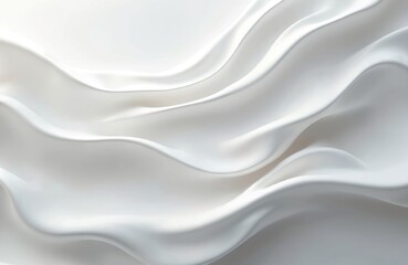 Poster - Abstract smooth white gray waves create soft luxurious texture background. Modern elegant minimalistic flowing gradient curve design. Sleek calm tranquil soothing contemporary stylish serene light