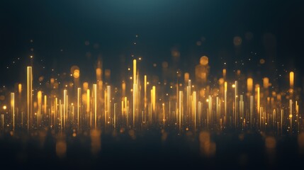 Wall Mural - a city skyline is shown in a blurry, abstract style with a lot of gold