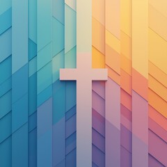 Wall Mural - A colorful background with a white cross in the middle