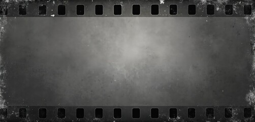 Aufkleber - Old grunge toned filmstrip texture. Film frame borders. Aged analog photo negative with scratches, dust. Textured vintage background, blank space. Black, white, gray monochrome colors. Retro style.