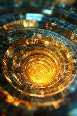 Wall Mural - a spiral of gold and blue with a hole in the middle. the spiral is made up of many small squares