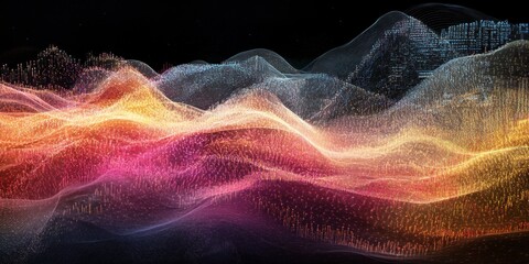 Canvas Print - abstract colorful waves of light flowing together creating a vibrant and dynamic background
