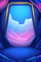 Wall Mural - Gateway opens revealing celestial landscape from rocky cave chamber. Fantasy vista beyond