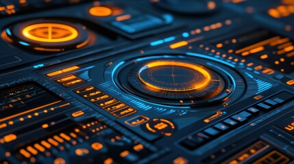 Futuristic Interface Design Displaying Data And Interconnected Electronic Systems