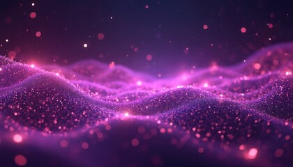 Fototapete - Abstract purple tech background with big data, neon glowing lights. Digital wireframe surface with flow from connect perspective. Futuristic graphic element sound music wallpaper. Energy mesh