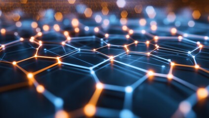 A computer generated image of a network of lines and dots
