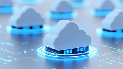 Wall Mural - futuristic cloud computing concept with innovative technology and digital connections in a modern ne