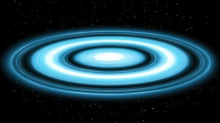 an abstract illustration of an electric blue ringed celestial object