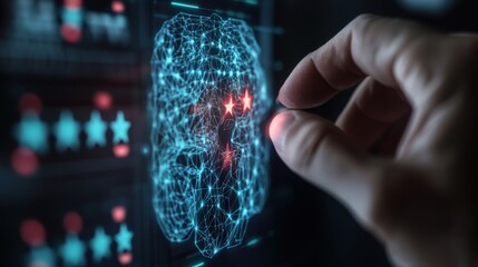 digital brain interface development technology lab conceptual visualization futuristic environment c