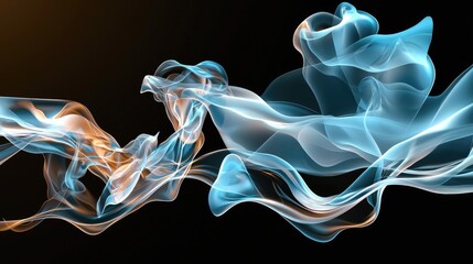 Wall Mural - abstract fog swirls in motion, glowing softly against a deep black backdrop