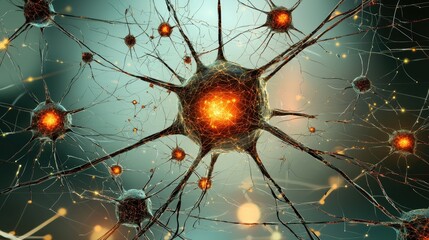 Wall Mural - abstract futuristic digital backdrop featuring interconnected neural network elements