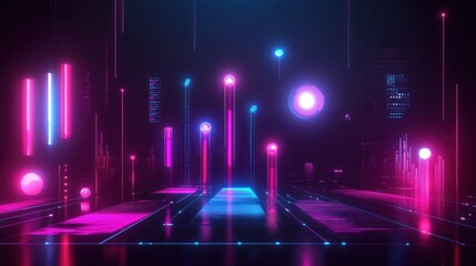 Futuristic abstract art depicts glowing colorful data visualization