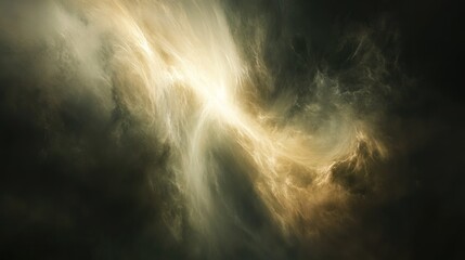 luminous light spreads across the dark and cloudy celestial backdrop