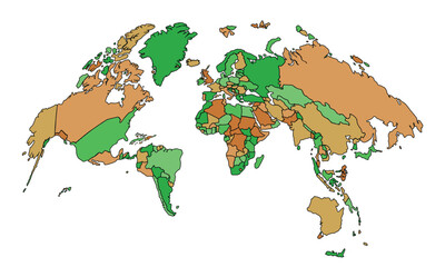  Colorful World map isolated on white background. for website layouts, background, education, precise, customizable, Travel worldwide, earth geography, political, reports.
