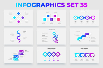 Aufkleber - Modern Set of Colorful Infographics for Business Processes and Data Representation