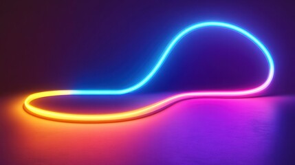 A glowing neon line forms a looped shape on a surface