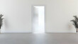 © artzone - Open White Door In Minimalist Room With Plants Symbolizing New Beginnings Opportunities And The Path To The Future