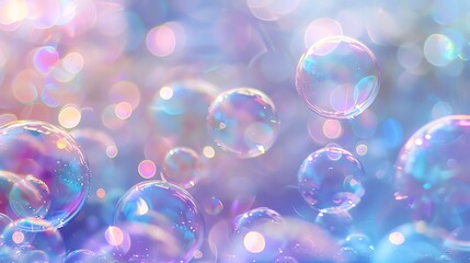 Canvas Print - a dreamy, iridescent background of colorful soap bubbles and bokeh.