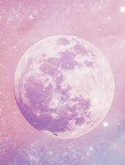 Wall Mural - beautiful cosmic display, a planet glows against a pink and purple gradient background, adorned with