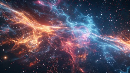 Wall Mural - abstract digital art with swirling light and glowing particles, creating a cosmic, ethereal backgrou
