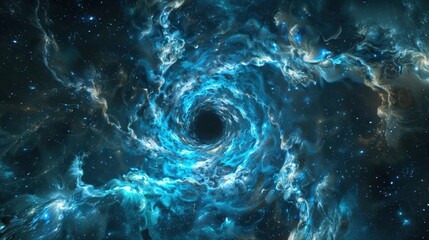 Wall Mural - Abstract black hole with a swirling nebula and stars, Black hole Abstract in the universe with a supernova explosion.