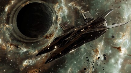 Wall Mural - Abstract black hole with a swirling nebula and stars, Black hole abstract in the universe with a supernova explosion.