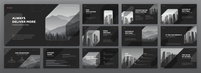 Wall Mural - minimalistic presentation template set. modern presentation background, brochure cover design, brand