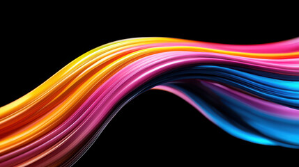 Wall Mural - vibrant flowing colors in wave pattern on black background evoke creativity and energy