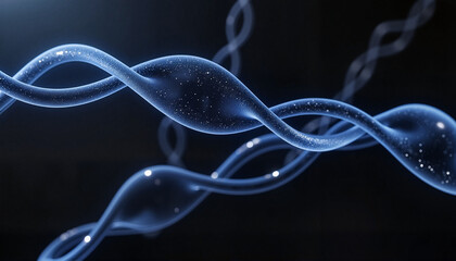 Futuristic keratin protein structure illustration on dark background, science