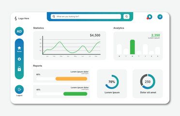 Wall Mural - user panel business dashboard. web design. vector illustration