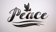 © 수진 우 - PEACE 단어가 작은 평화의 비둘기 아이콘과 함께 따뜻한 분위기를 연출