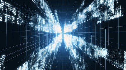 Abstract digital data stream tunnel.