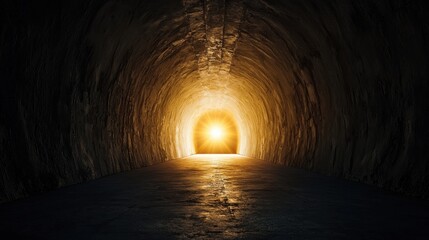 Poster - A tunnel with a light shining through it