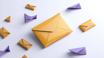 Poster - A bunch of envelopes are scattered on a white background