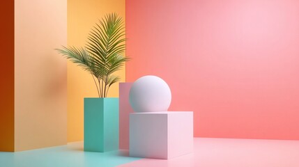 Aufkleber - A colorful room with a white cube in the middle