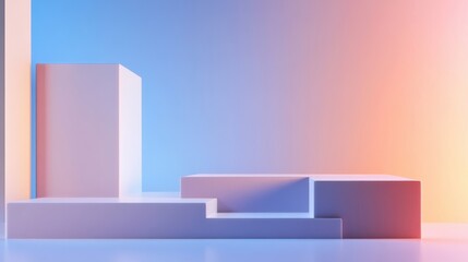 Aufkleber - A white building with a blue background