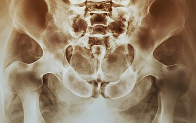 Wall Mural - 56. a pelvic x-ray showing signs of a hernia