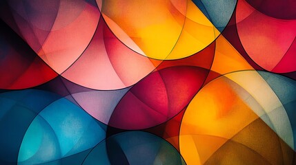 Poster - A colorful abstract design with interconnected circles and lines, forming a captivating, visually engaging pattern full of vibrant hues and dynamic shapes