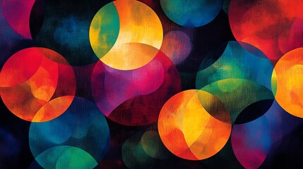 Poster - A colorful abstract design with interconnected circles and lines, forming a captivating, visually engaging pattern full of vibrant hues and dynamic shapes