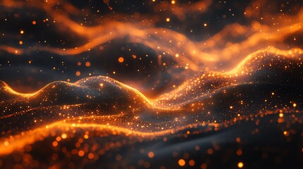 Aufkleber - A digital network of user profiles connected by flowing, glowing lines, illustrating the constant movement of information in an interconnected environment
