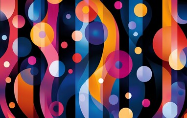 Poster - A dynamic and colorful abstract design with circles and lines interwoven, forming an eyecatching and engaging pattern full of energy