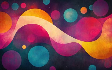 Poster - A dynamic and colorful abstract design with circles and lines interwoven, forming an eyecatching and engaging pattern full of energy
