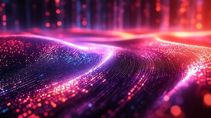 Poster - A futuristic digital network showing user profiles connected by dynamic, glowing data streams, illustrating the connectivity and movement of information across platforms
