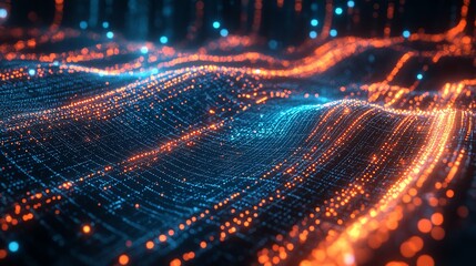 Aufkleber - A futuristic digital network showing user profiles connected by dynamic, glowing data streams, illustrating the connectivity and movement of information across platforms