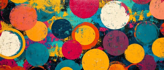 Poster - An abstract, colorful design of circles connected by lines, creating an engaging and visually stimulating pattern filled with vibrant, energetic hues