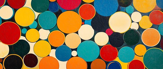 Poster - An abstract, colorful design of circles connected by lines, creating an engaging and visually stimulating pattern filled with vibrant, energetic hues